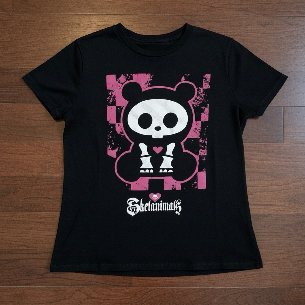 Animal Black and Pink Skelanimals Kids T-Shirt